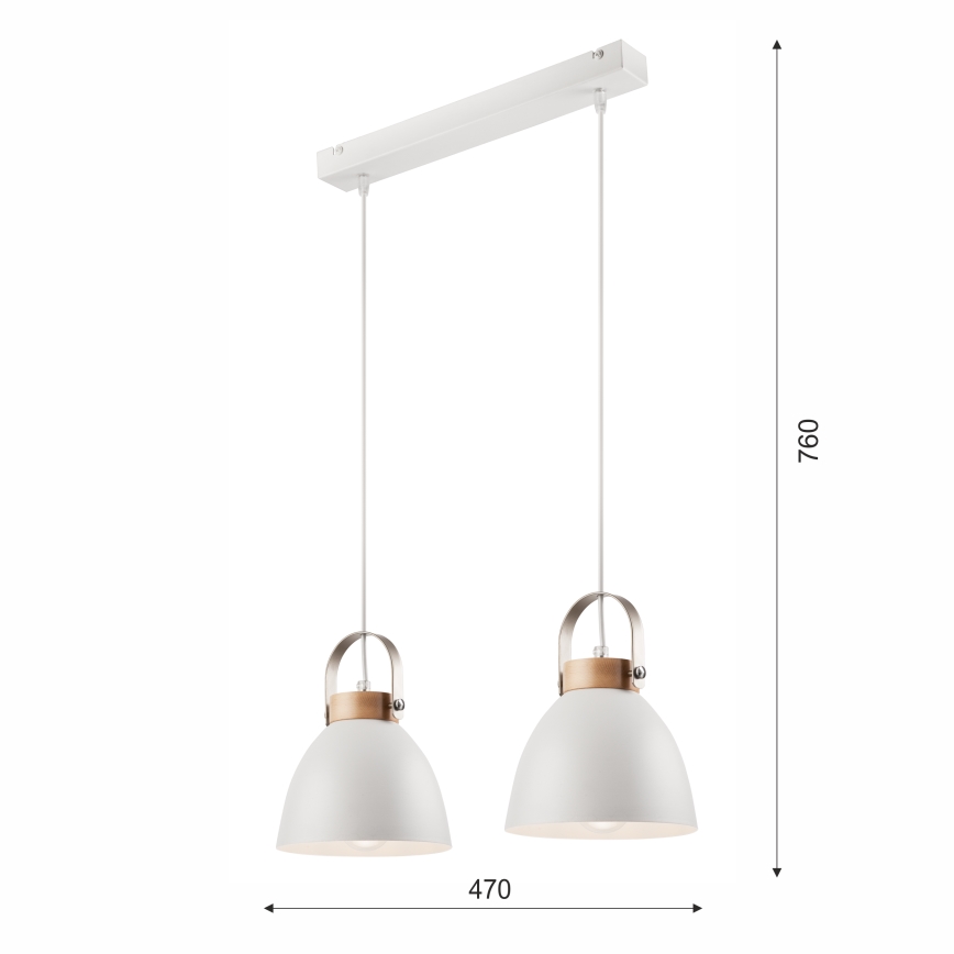 Κρεμαστό φωτιστικό οροφής DANIELLE 2xE27/60W/230V οξιά