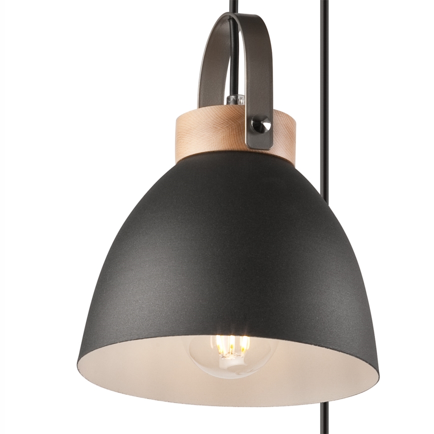 Κρεμαστό φωτιστικό οροφής DANIELLE 3xE27/60W/230V οξιά
