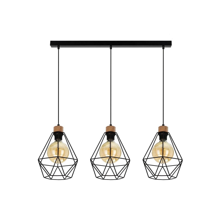 Κρεμαστό φωτιστικό οροφής DIAMENT 3xE27/60W/230V δρυς – FSC πιστοποιημένο