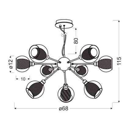 Κρεμαστό φωτιστικό οροφής DIXI 9xE14/40W/230V