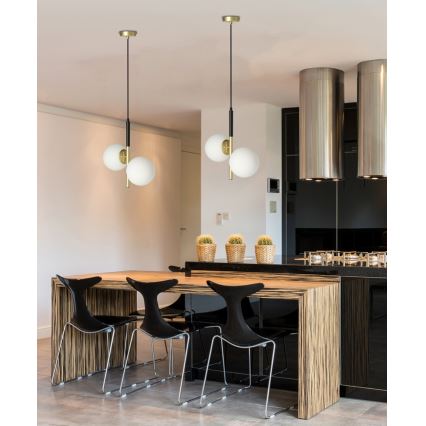Κρεμαστό φωτιστικό οροφής DUO 2xE14/40W/230V χρυσαφί/μαύρο