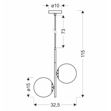 Κρεμαστό φωτιστικό οροφής DUO 2xE14/40W/230V χρυσαφί/μαύρο