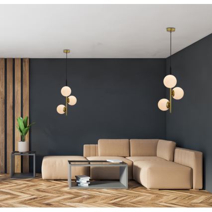 Κρεμαστό φωτιστικό οροφής DUO 3xE14/40W/230V χρυσαφί/μαύρο