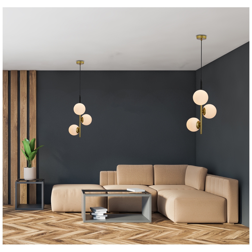Κρεμαστό φωτιστικό οροφής DUO 3xE14/40W/230V χρυσαφί/μαύρο