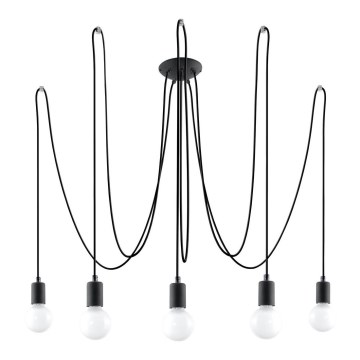 Κρεμαστό φωτιστικό οροφής EDISON 5 5xE27/60W/230V spider μαύρο