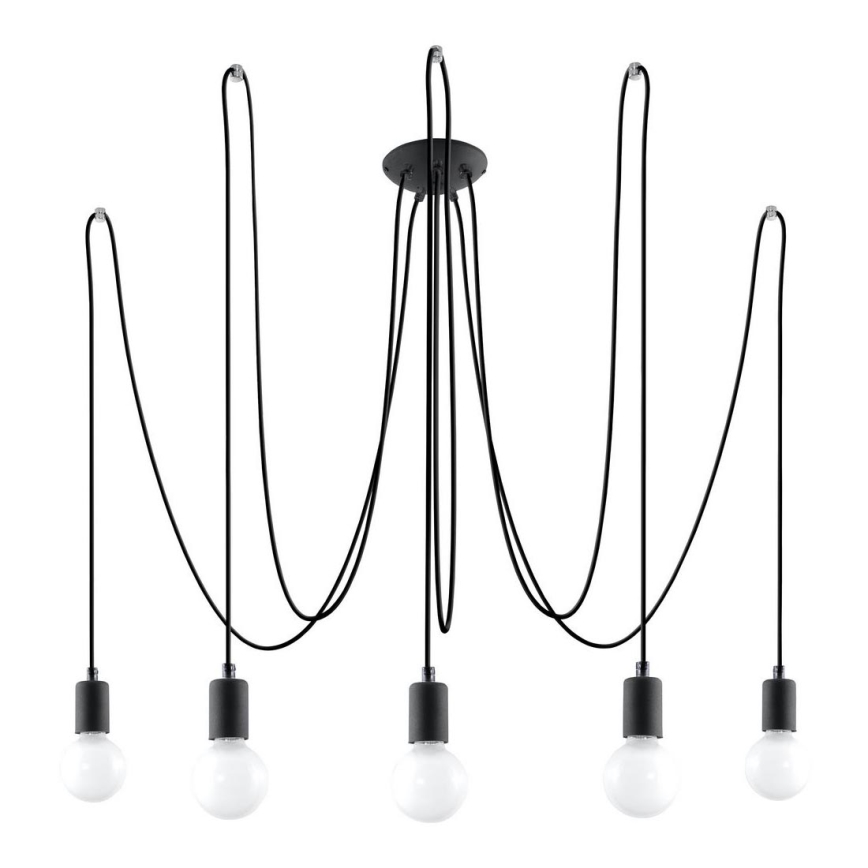 Κρεμαστό φωτιστικό οροφής EDISON 5 5xE27/60W/230V spider μαύρο