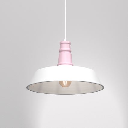 Κρεμαστό φωτιστικό οροφής ENZO 1xE27/60W/230V λευκό/ροζ
