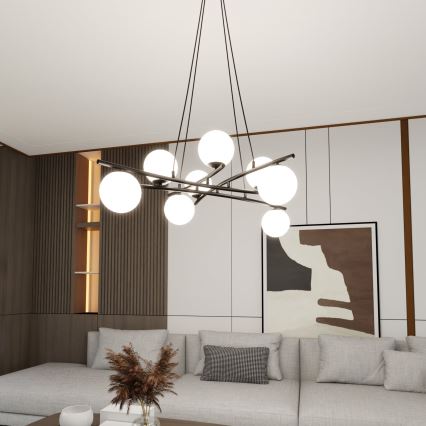 Κρεμαστό φωτιστικό οροφής ESSA 8xE14/10W/230V μαύρο/λευκό