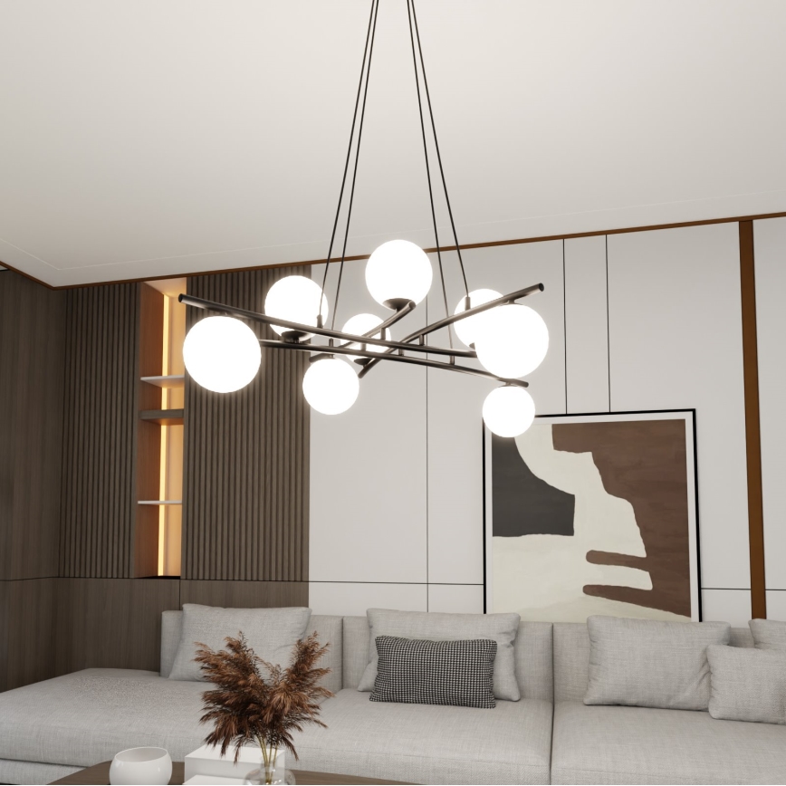 Κρεμαστό φωτιστικό οροφής ESSA 8xE14/10W/230V μαύρο/λευκό