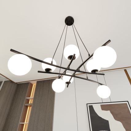 Κρεμαστό φωτιστικό οροφής ESSA 8xE14/10W/230V μαύρο/λευκό