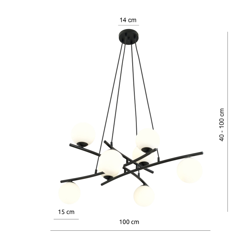 Κρεμαστό φωτιστικό οροφής ESSA 8xE14/10W/230V μαύρο/λευκό