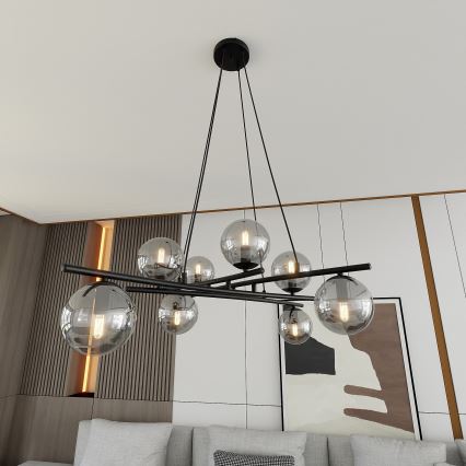 Κρεμαστό φωτιστικό οροφής ESSA 8xE14/10W/230V μαύρο/φιμέ