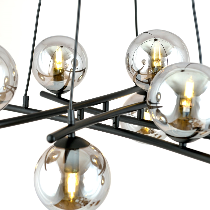 Κρεμαστό φωτιστικό οροφής ESSA 8xE14/10W/230V μαύρο/φιμέ