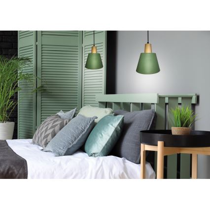 Κρεμαστό φωτιστικό οροφής FARO 1xE27/40W/230V πράσινο/οξιά