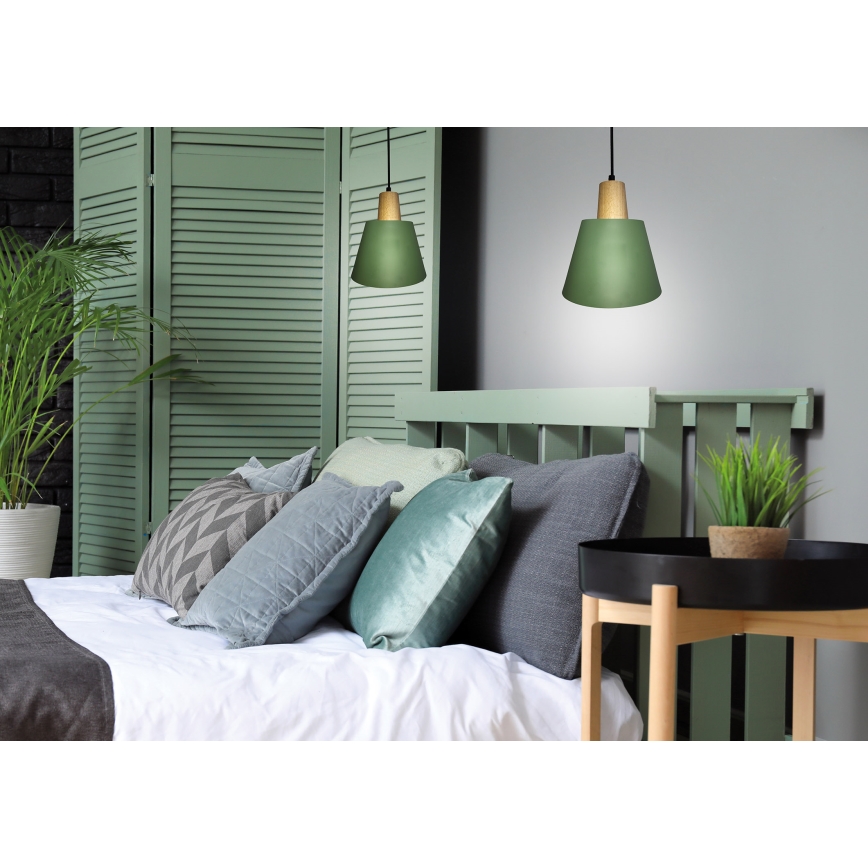 Κρεμαστό φωτιστικό οροφής FARO 1xE27/40W/230V πράσινο/οξιά