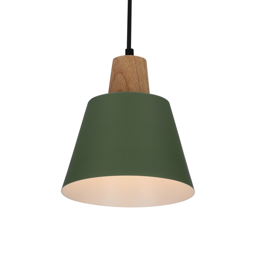 Κρεμαστό φωτιστικό οροφής FARO 1xE27/40W/230V πράσινο/οξιά