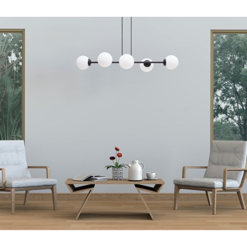 Κρεμαστό φωτιστικό οροφής FIRA 5xE27/60W/230V μαύρο
