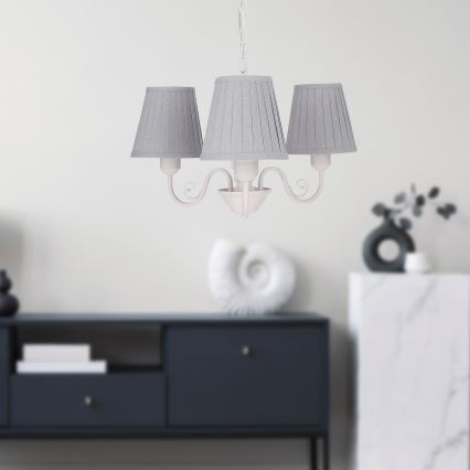 Κρεμαστό φωτιστικό οροφής FIREZ 3xE27/40W/230V λευκό/γκρι