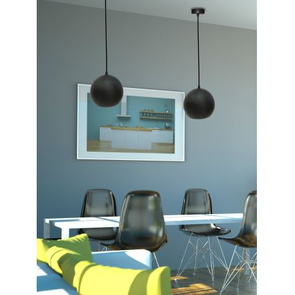 Κρεμαστό φωτιστικό οροφής FLEN 1xE27/40W/230V διάμετρος 20 cm μαύρο