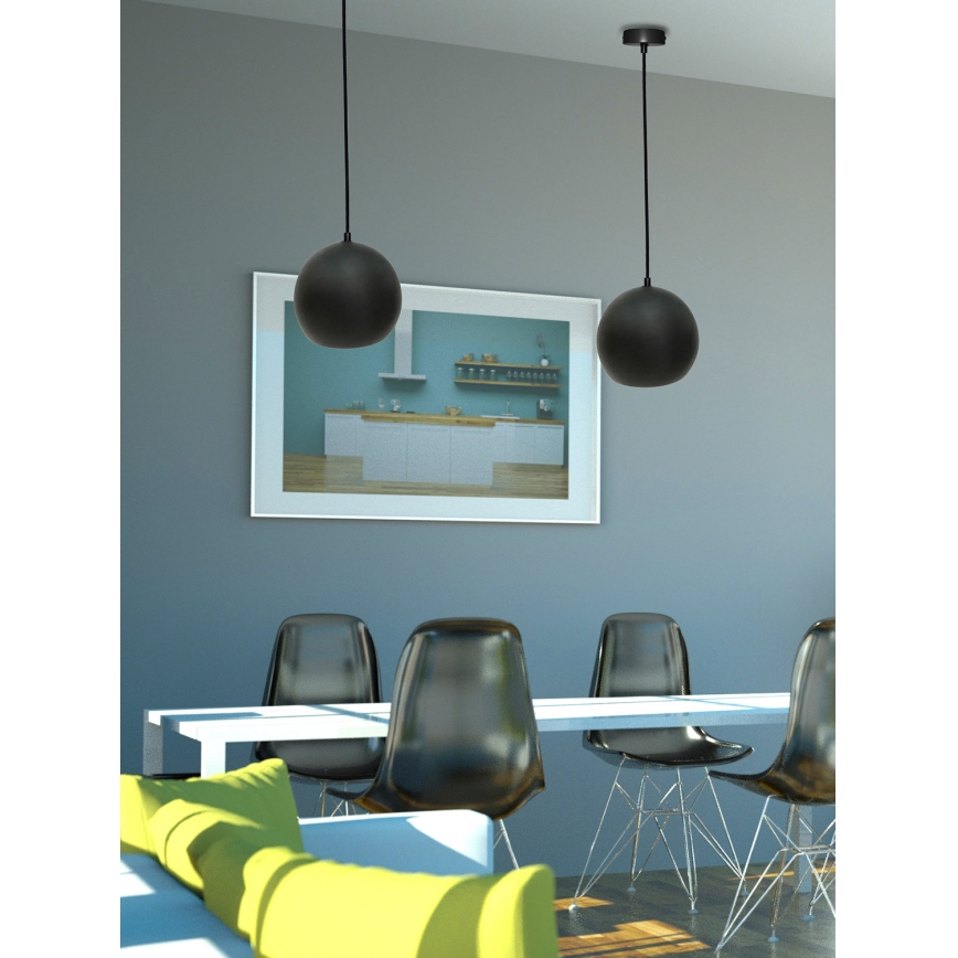 Κρεμαστό φωτιστικό οροφής FLEN 1xE27/40W/230V διάμετρος 20 cm μαύρο