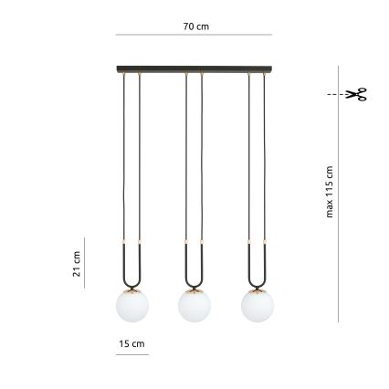 Κρεμαστό φωτιστικό οροφής GLAM 3xE14/10W/230V μαύρο