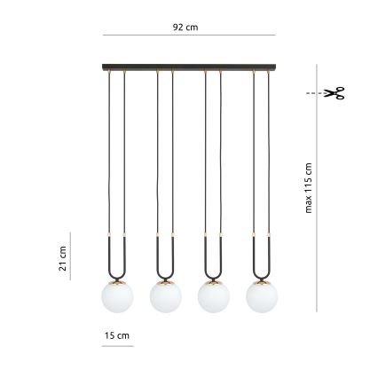 Κρεμαστό φωτιστικό οροφής GLAM 4xE14/10W/230V μαύρο