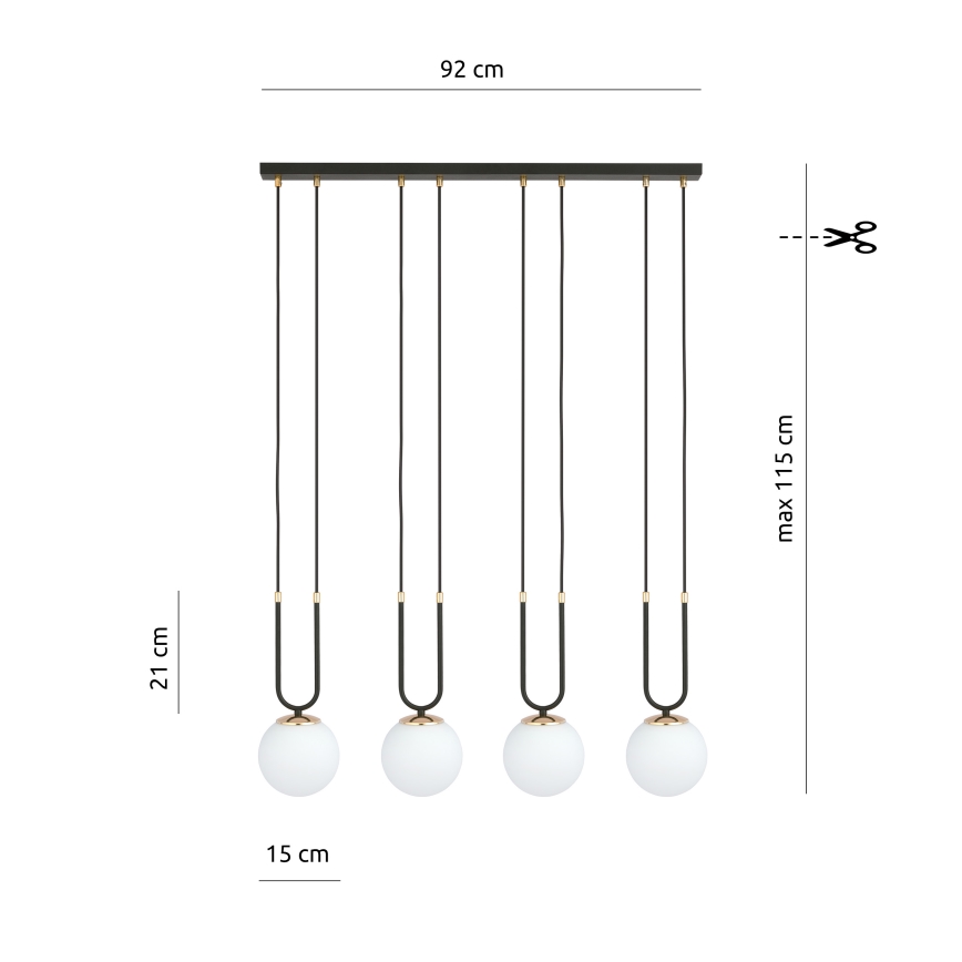 Κρεμαστό φωτιστικό οροφής GLAM 4xE14/10W/230V μαύρο