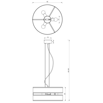 Κρεμαστό φωτιστικό οροφής GLUM 3xE27/60W/230V μαύρο