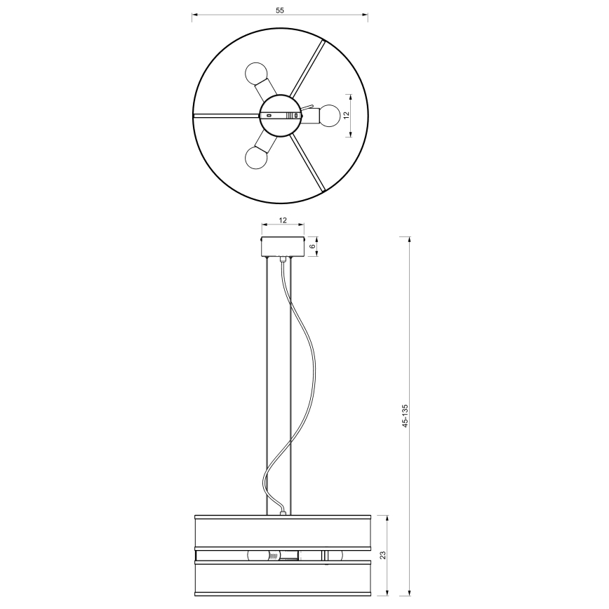 Κρεμαστό φωτιστικό οροφής GLUM 3xE27/60W/230V μαύρο