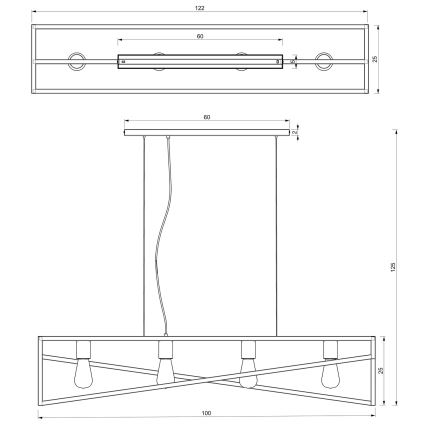 Κρεμαστό φωτιστικό οροφής GOTE 4xE27/60W/230V