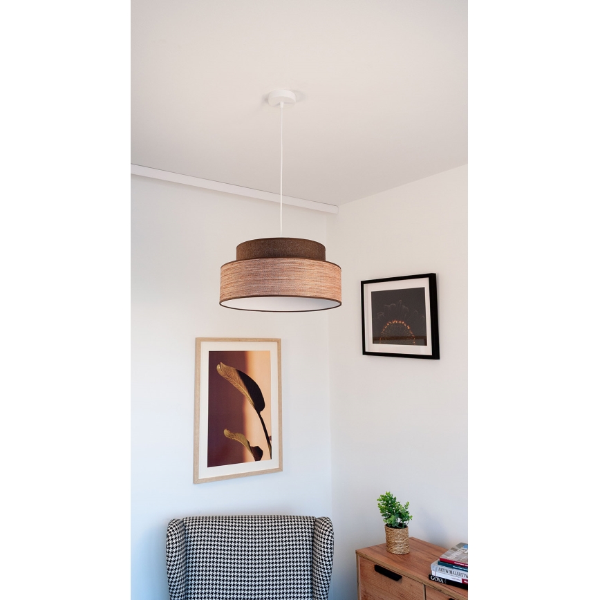 Κρεμαστό φωτιστικό οροφής GRACE 1xE27/60W/230V διάμετρος 40 cm καφέ/μπεζ