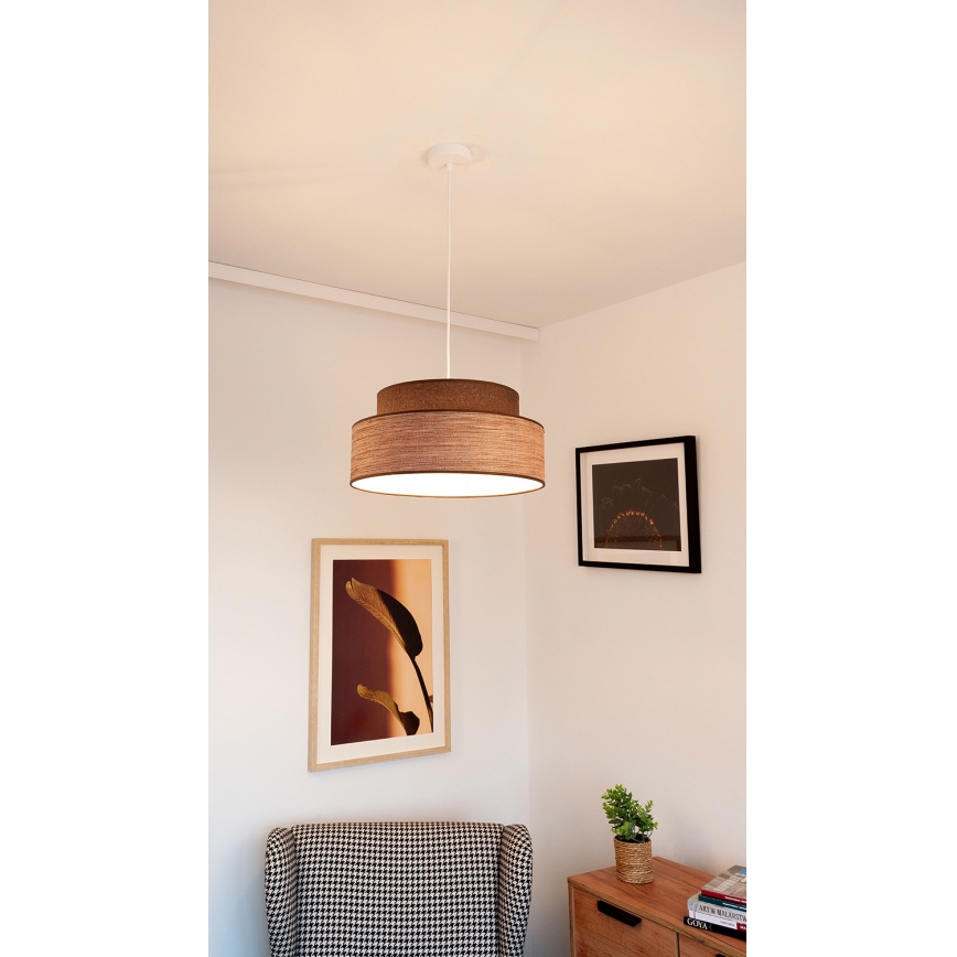 Κρεμαστό φωτιστικό οροφής GRACE 1xE27/60W/230V διάμετρος 40 cm καφέ/μπεζ