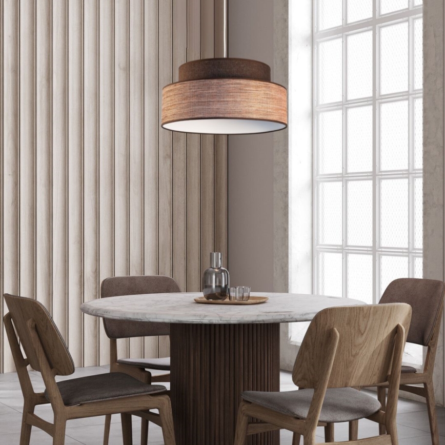 Κρεμαστό φωτιστικό οροφής GRACE 1xE27/60W/230V διάμετρος 40 cm καφέ/μπεζ