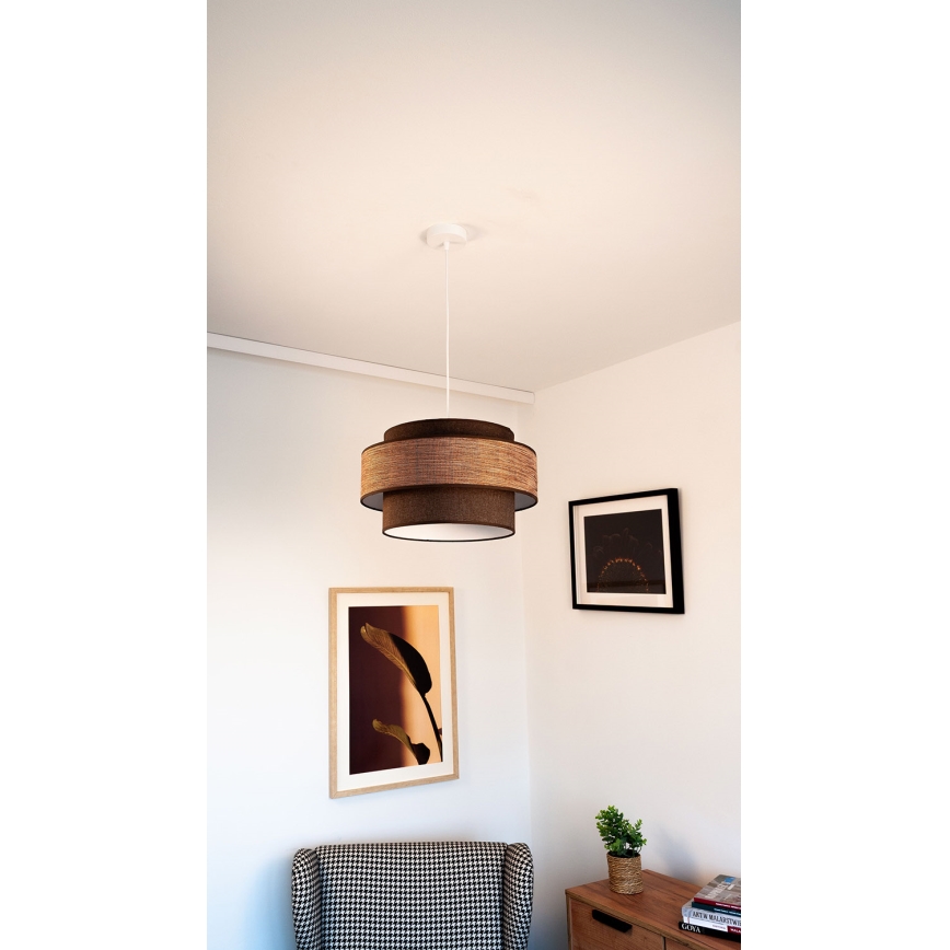 Κρεμαστό φωτιστικό οροφής GRACE 1xE27/60W/230V καφέ/μπεζ