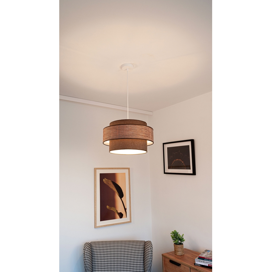 Κρεμαστό φωτιστικό οροφής GRACE 1xE27/60W/230V καφέ/μπεζ