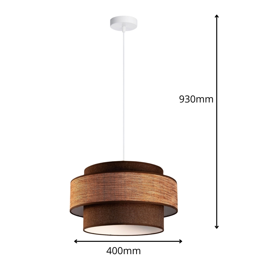 Κρεμαστό φωτιστικό οροφής GRACE 1xE27/60W/230V καφέ/μπεζ
