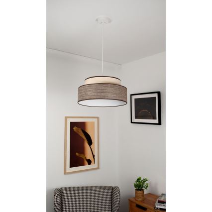 Κρεμαστό φωτιστικό οροφής GRACE 1xE27/60W/230V κρεμ/καφέ