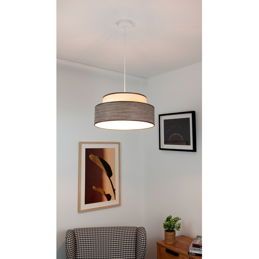 Κρεμαστό φωτιστικό οροφής GRACE 1xE27/60W/230V κρεμ/καφέ