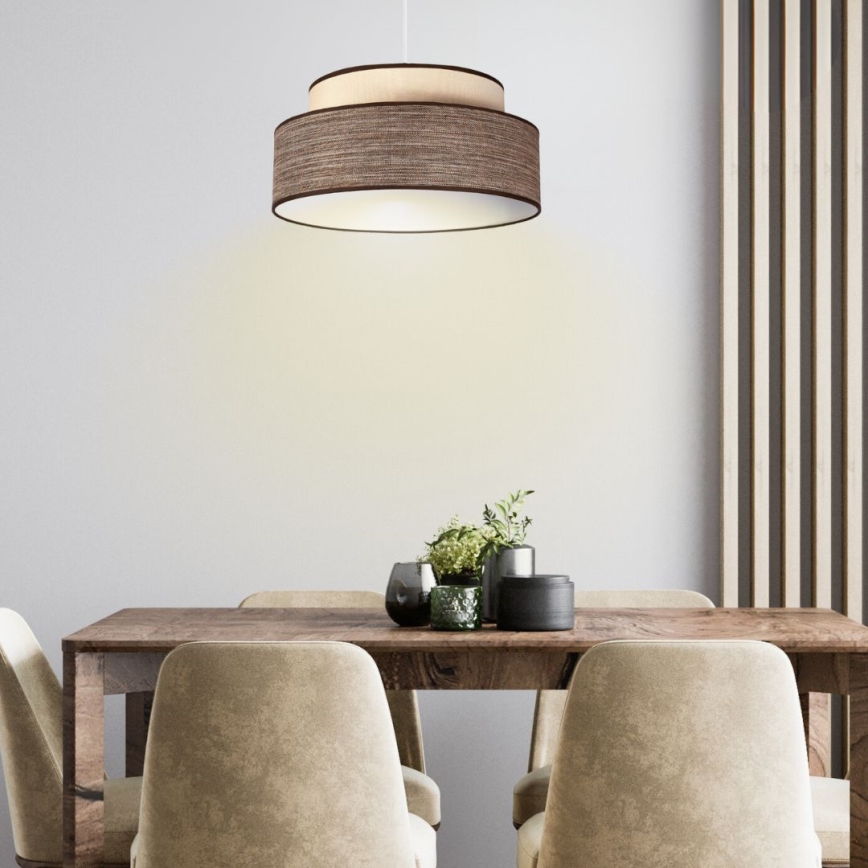 Κρεμαστό φωτιστικό οροφής GRACE 1xE27/60W/230V κρεμ/καφέ