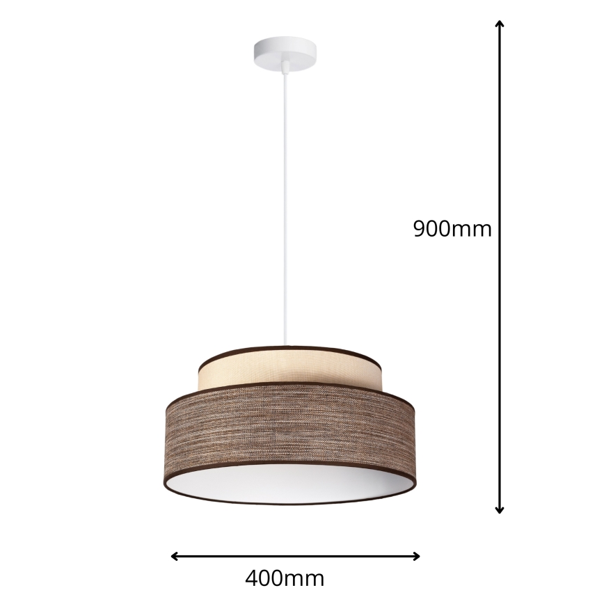 Κρεμαστό φωτιστικό οροφής GRACE 1xE27/60W/230V κρεμ/καφέ
