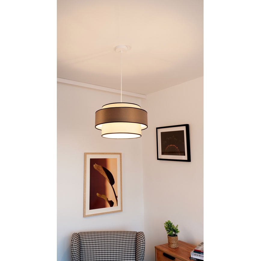 Κρεμαστό φωτιστικό οροφής GRACE 1xE27/60W/230V κρεμ/καφέ