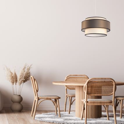 Κρεμαστό φωτιστικό οροφής GRACE 1xE27/60W/230V κρεμ/καφέ
