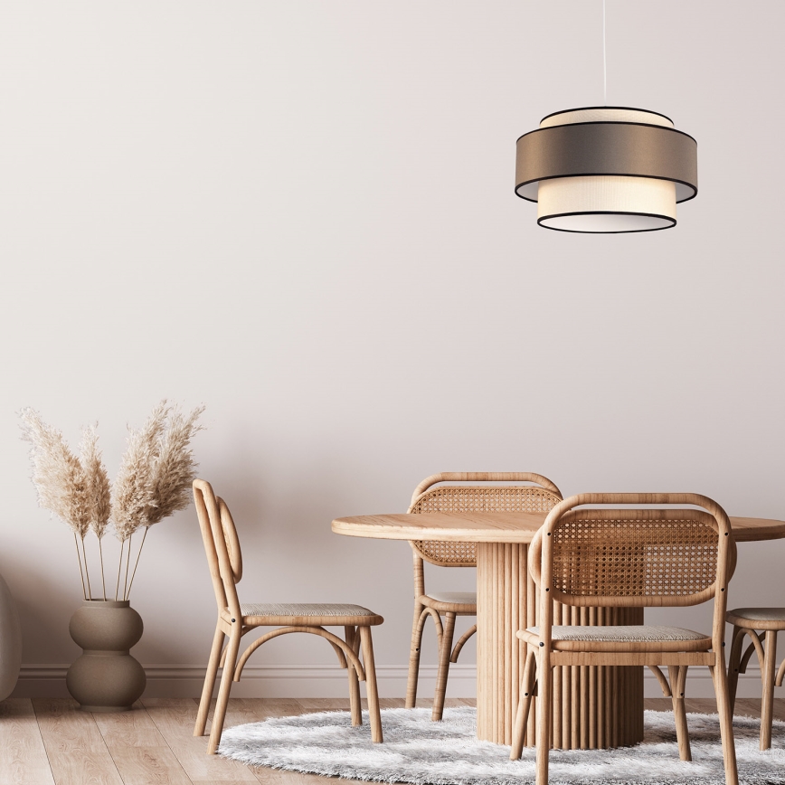 Κρεμαστό φωτιστικό οροφής GRACE 1xE27/60W/230V κρεμ/καφέ