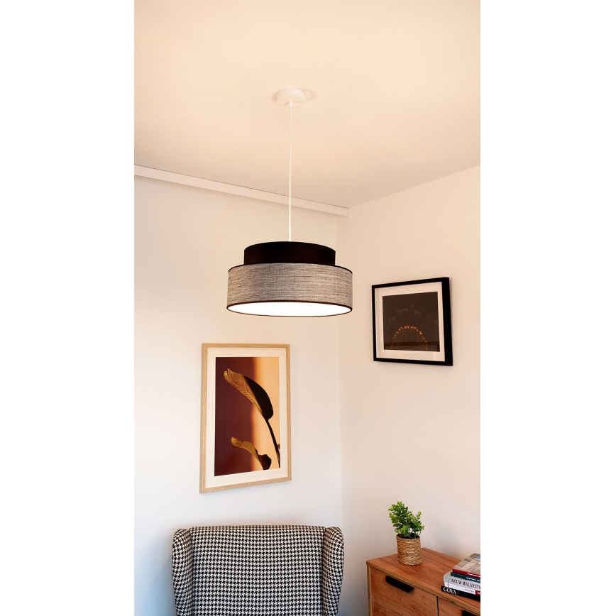 Κρεμαστό φωτιστικό οροφής GRACE 1xE27/60W/230V μαύρο/γκρι