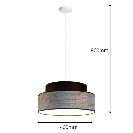 Κρεμαστό φωτιστικό οροφής GRACE 1xE27/60W/230V μαύρο/γκρι