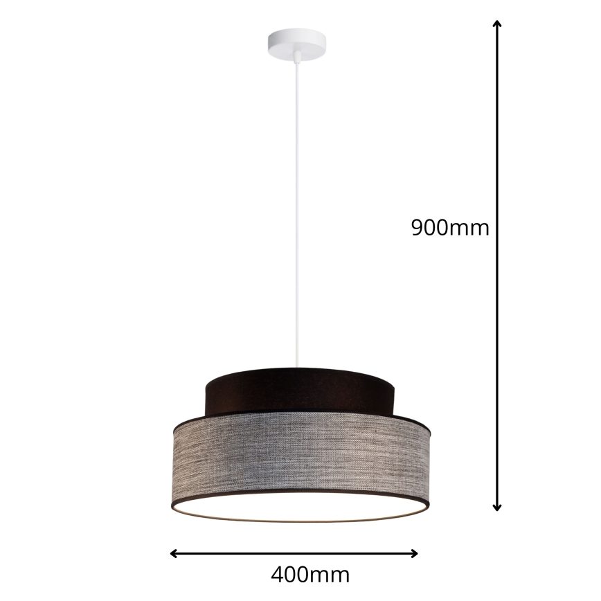Κρεμαστό φωτιστικό οροφής GRACE 1xE27/60W/230V μαύρο/γκρι