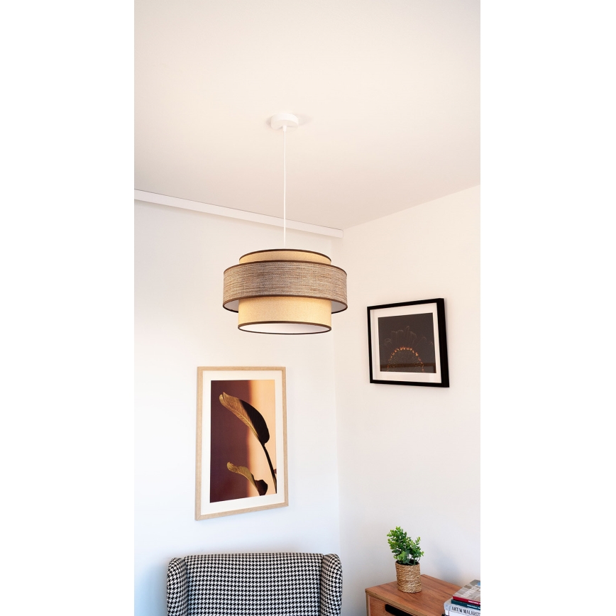 Κρεμαστό φωτιστικό οροφής GRACE 1xE27/60W/230V μπεζ/καφέ