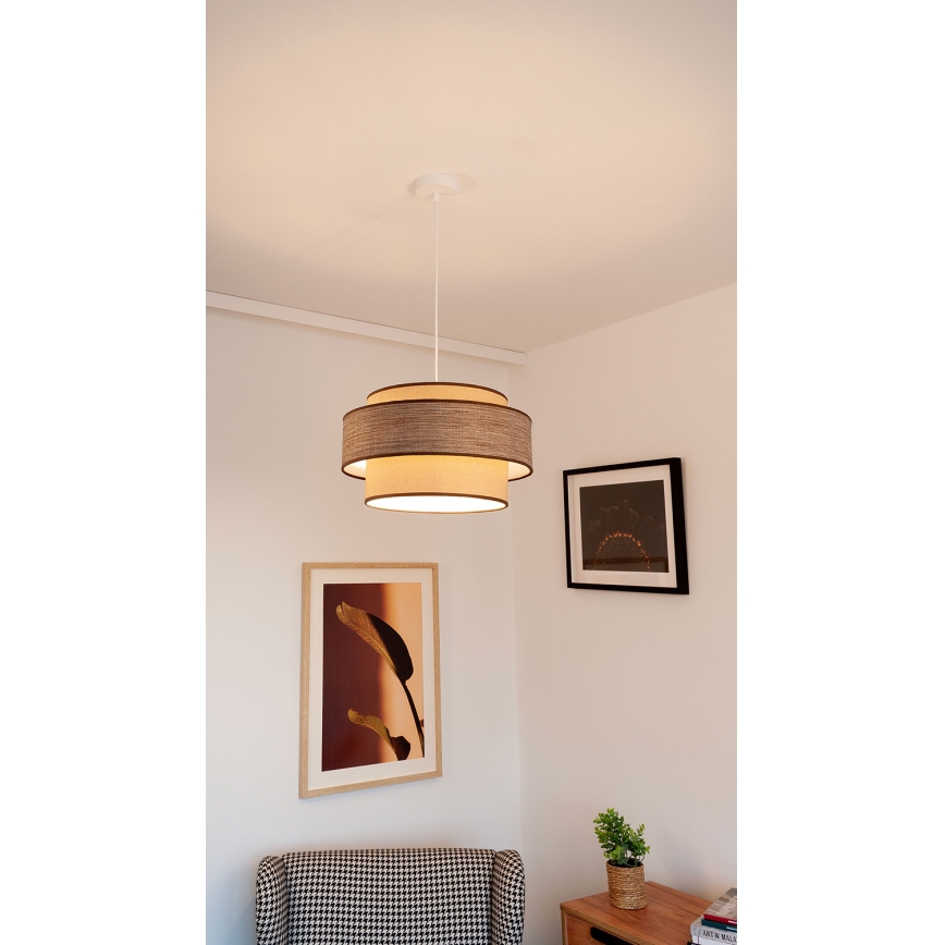 Κρεμαστό φωτιστικό οροφής GRACE 1xE27/60W/230V μπεζ/καφέ