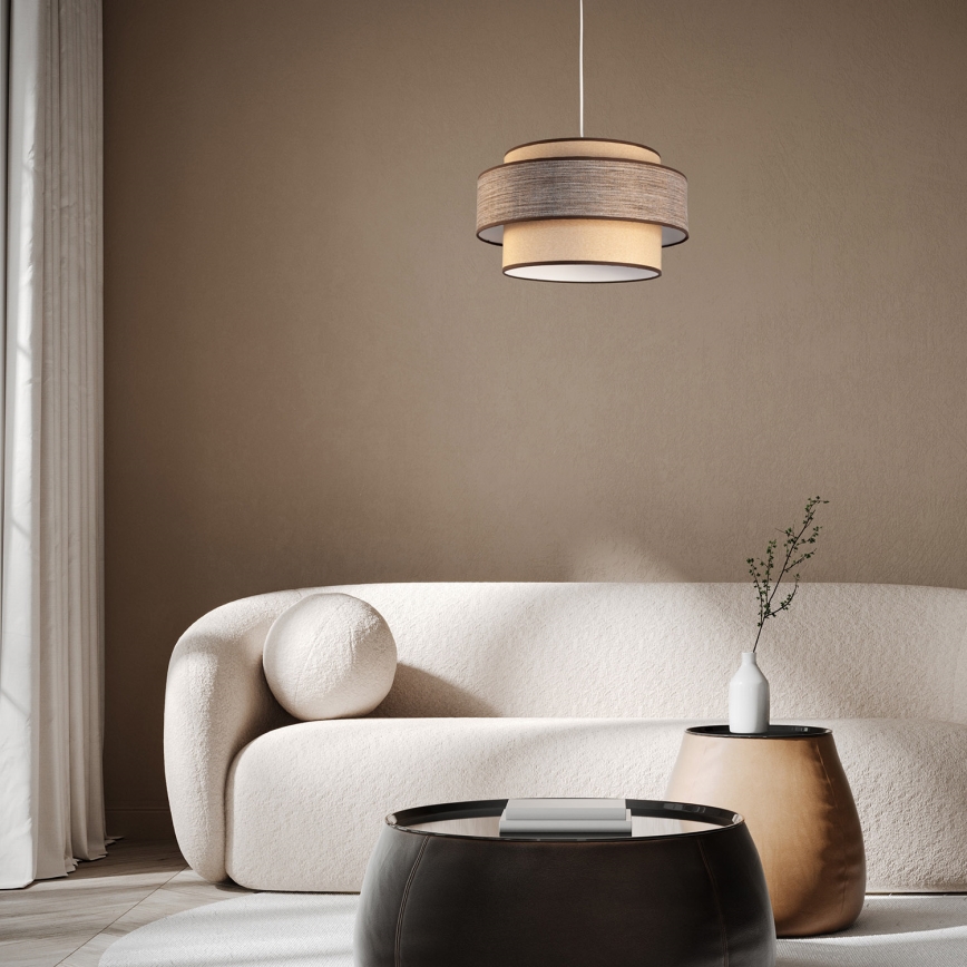 Κρεμαστό φωτιστικό οροφής GRACE 1xE27/60W/230V μπεζ/καφέ