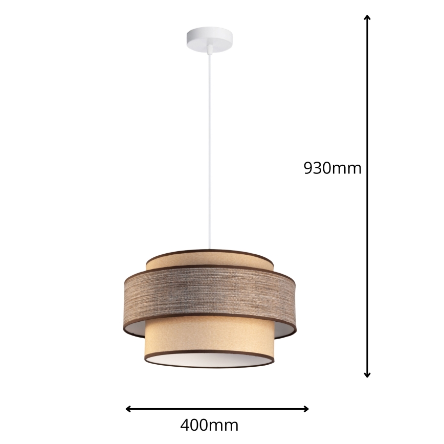 Κρεμαστό φωτιστικό οροφής GRACE 1xE27/60W/230V μπεζ/καφέ